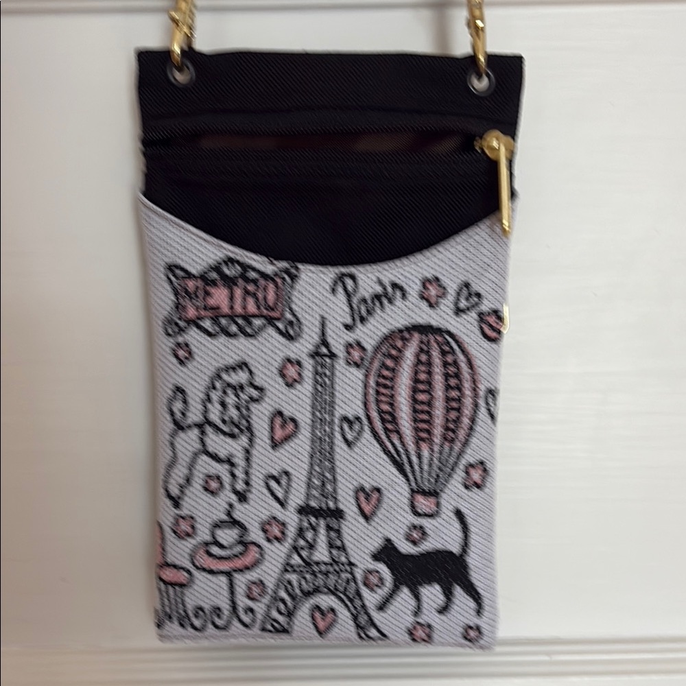 Never Used Parisian Themed Crossbody Mini Bag